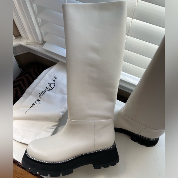 🤍NWT 3.1 Phillip Lim Kate Lug-sole Tube Boots in leather white black, 39,5 - Picture 5 of 16